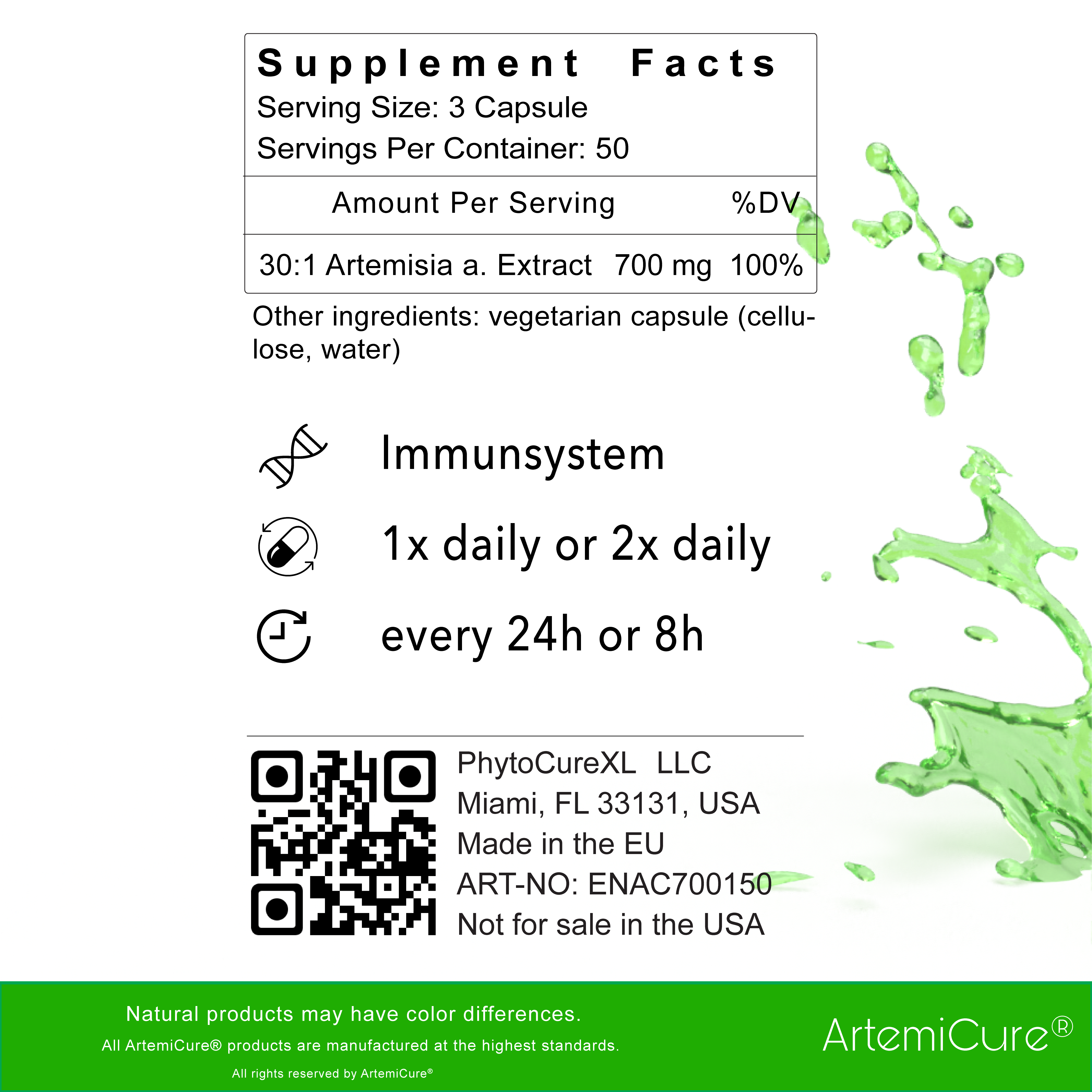 Artemisia annua - 30:1 plant extract - 150 capsules