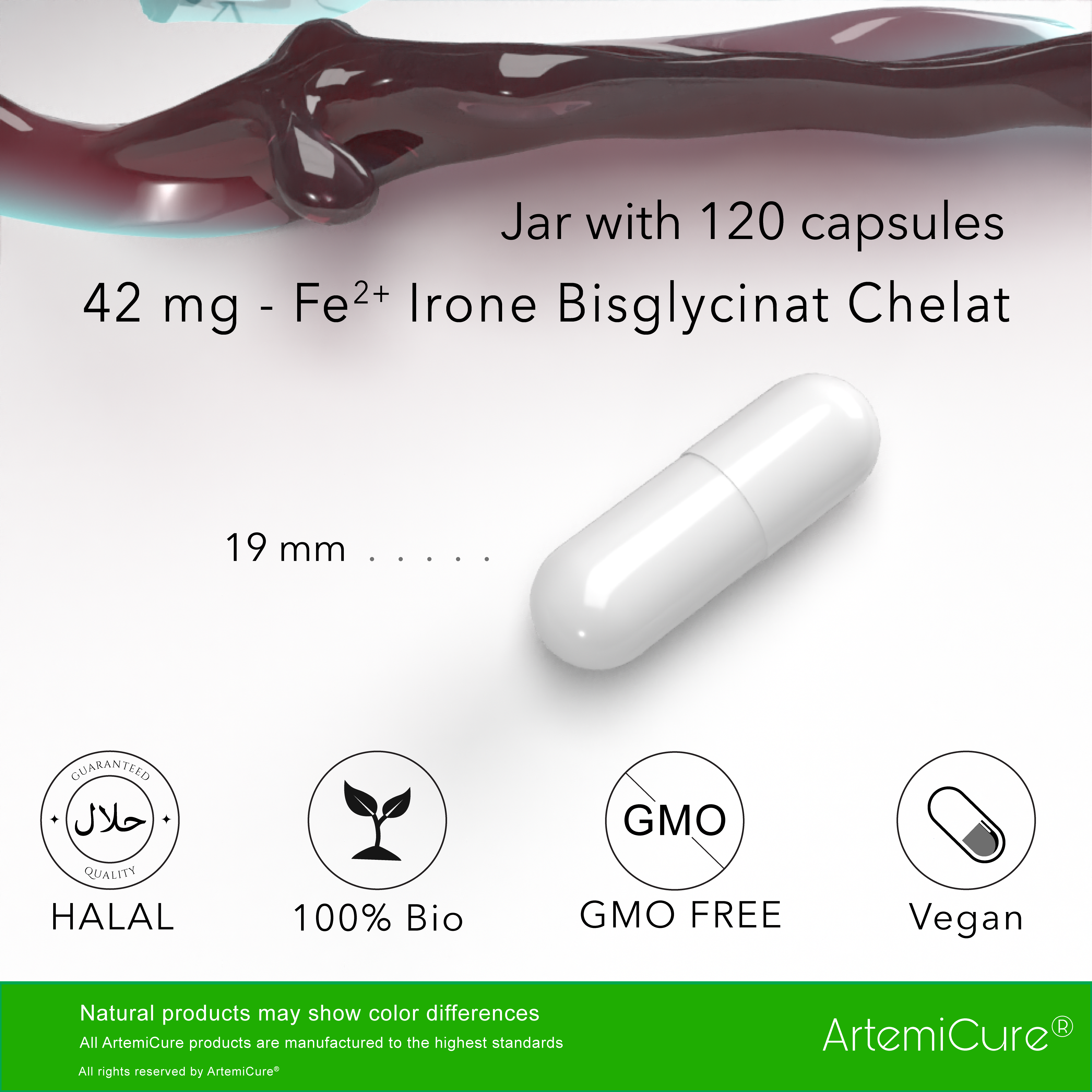 Iron bisglycinate chelate - 120 capsules
